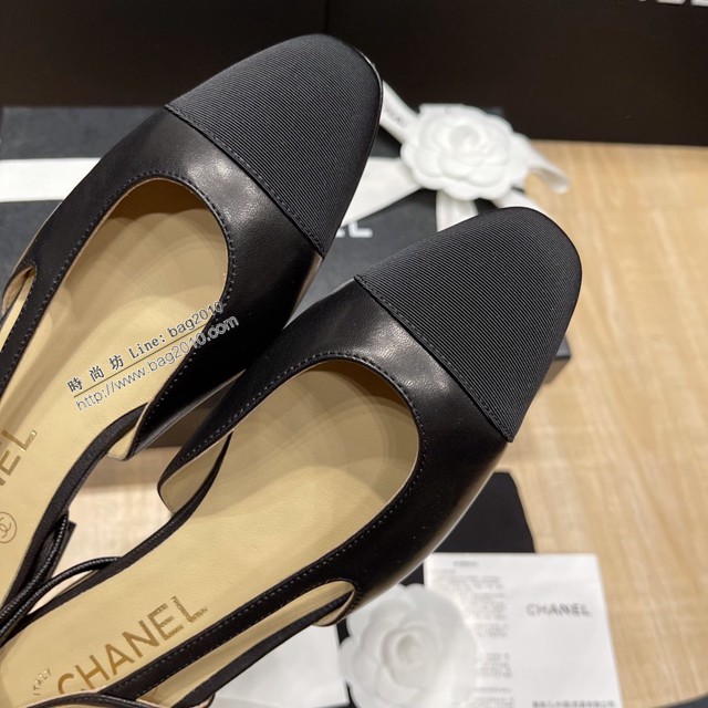 Chanel專櫃經典款女士涼鞋 香奈兒時尚sling back涼鞋平跟鞋6.5cm中跟鞋 dx2550